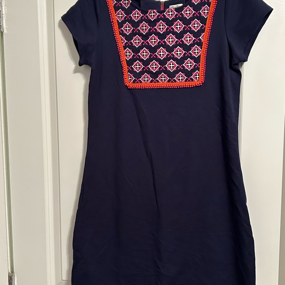 Hatley Navy Dress with Pink Embroidery